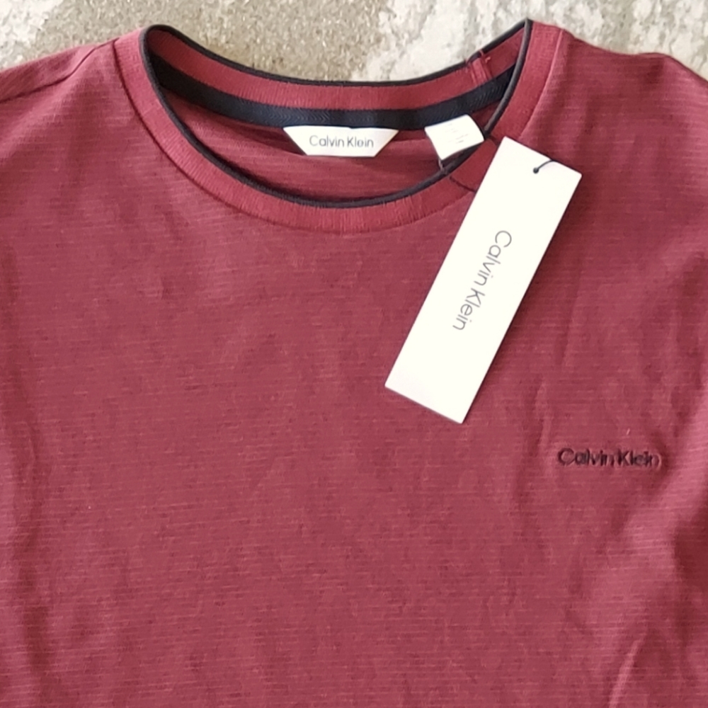 Calvin Klein Long Sleeve Tipped Collar Knit T-Shirt - Picture 2 of 5